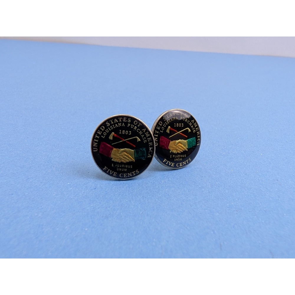 2004 Louisiana Purchase Commemorative Nickel Cuff Links Set Colorized